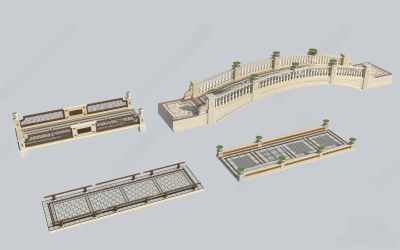 简欧景观桥3D模型下载